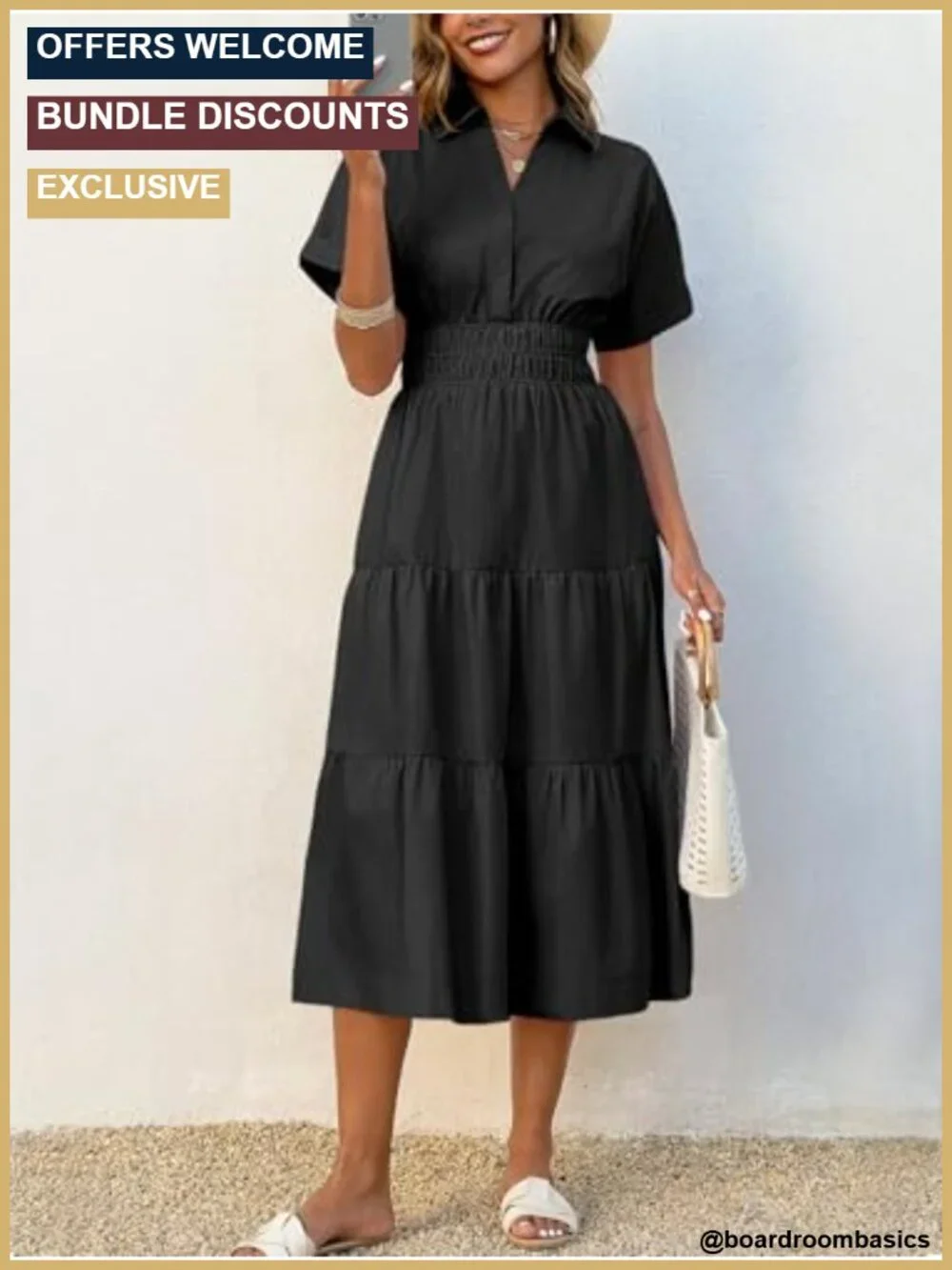 Women's V Neck Short Sleeve Maxi Dress with Pockets